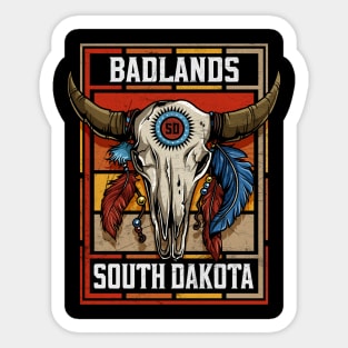 Badlands South Dakota Native American Bison Skull Sticker